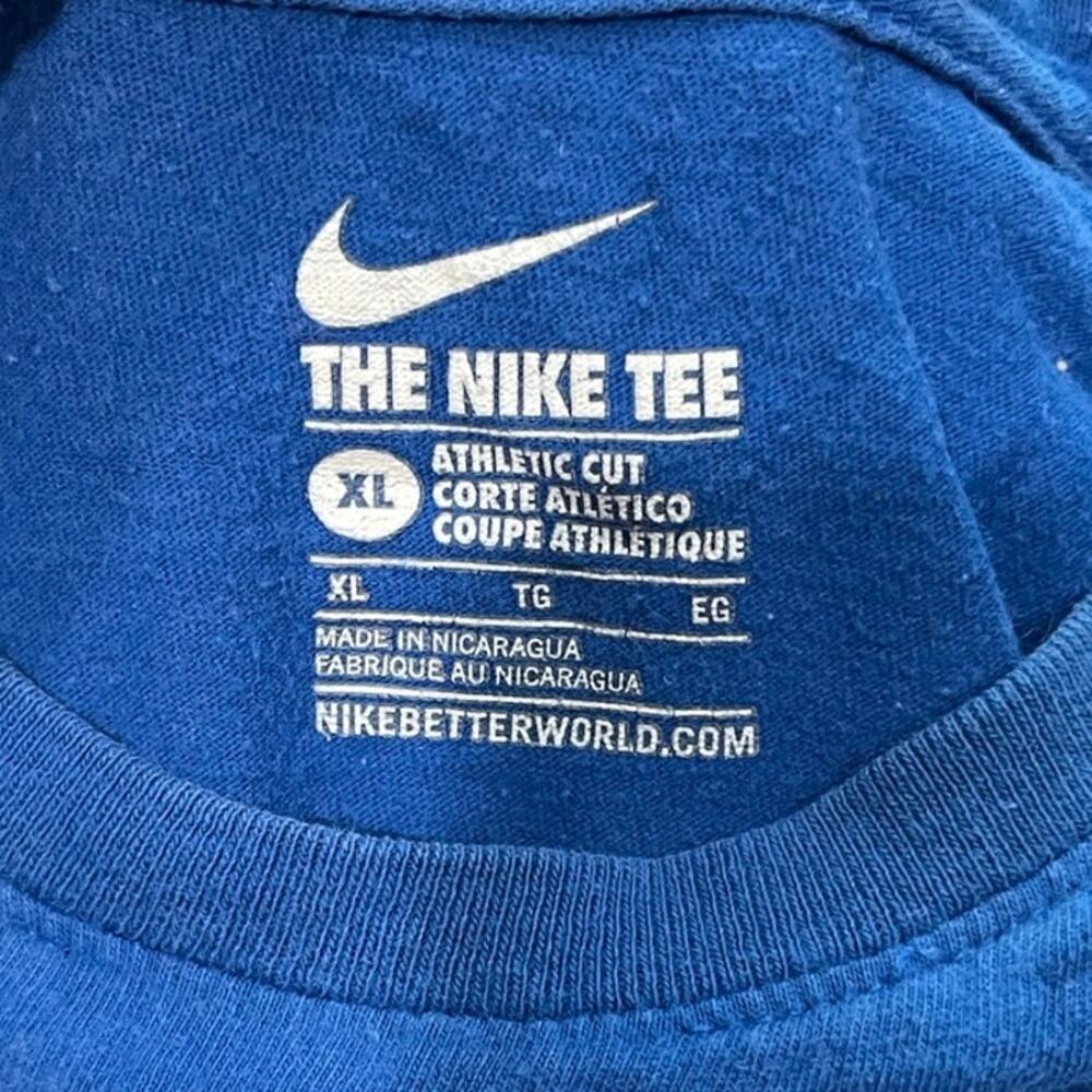 Nike Womens T-Shirt Athletic Cut Short Sleeve Swoosh Logo Print Blue Size XL - Picture 4 of 4